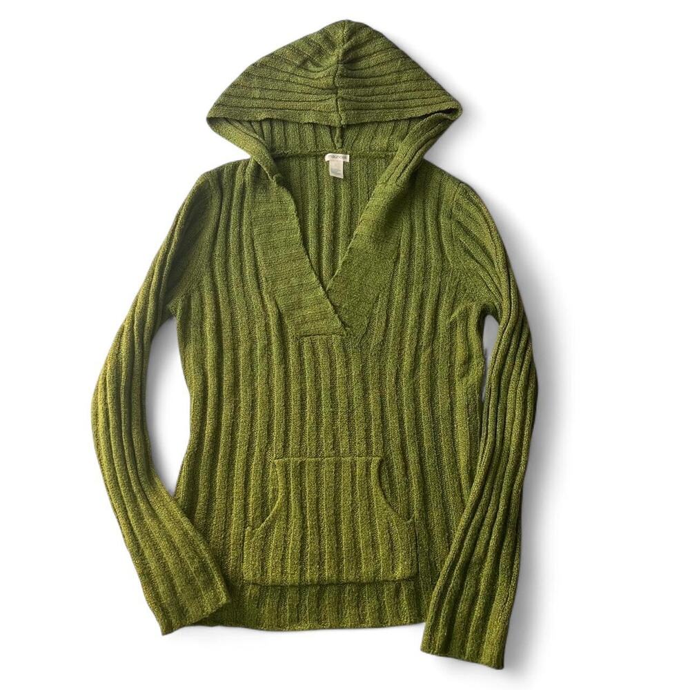 Maurices Green Ribbed Hooded Sweater Kangaroo Pocket.